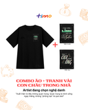  Combo Áo thun đen unisex và tranh vải gắn áo | Chủ đề Hết tiền mà còn-ten 