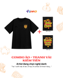  Combo Áo thun đen unisex và tranh vải gắn áo | Chủ đề Hết tiền mà còn-ten 