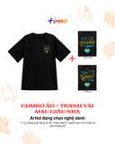  Combo Áo thun đen unisex và tranh vải gắn áo | Chủ đề Hết tiền mà còn-ten 