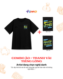  Combo Áo thun đen unisex và tranh vải gắn áo | Chủ đề Hết tiền mà còn-ten 