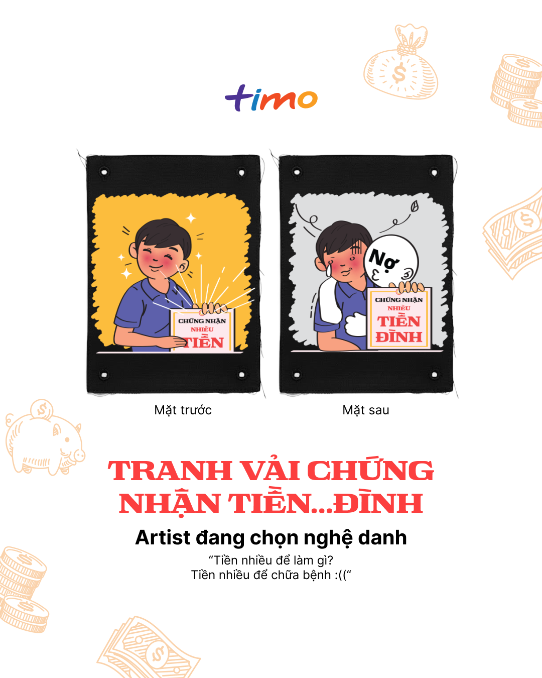  Tranh vải gắn áo Chứng nhận Tiền...đình 
