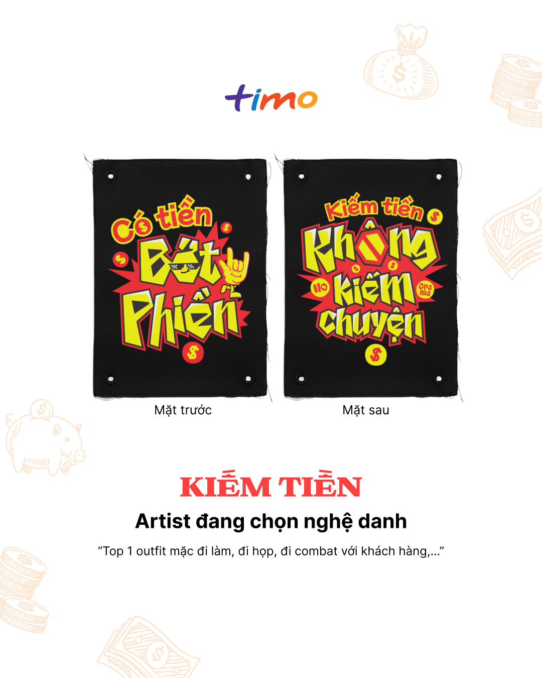  Tranh vải gắn áo Hết tiền mà còn-ten | Ngẫu nhiên 