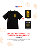  Combo Áo thun đen unisex và tranh vải gắn áo | Chủ đề Giàu bằng niềm tin 