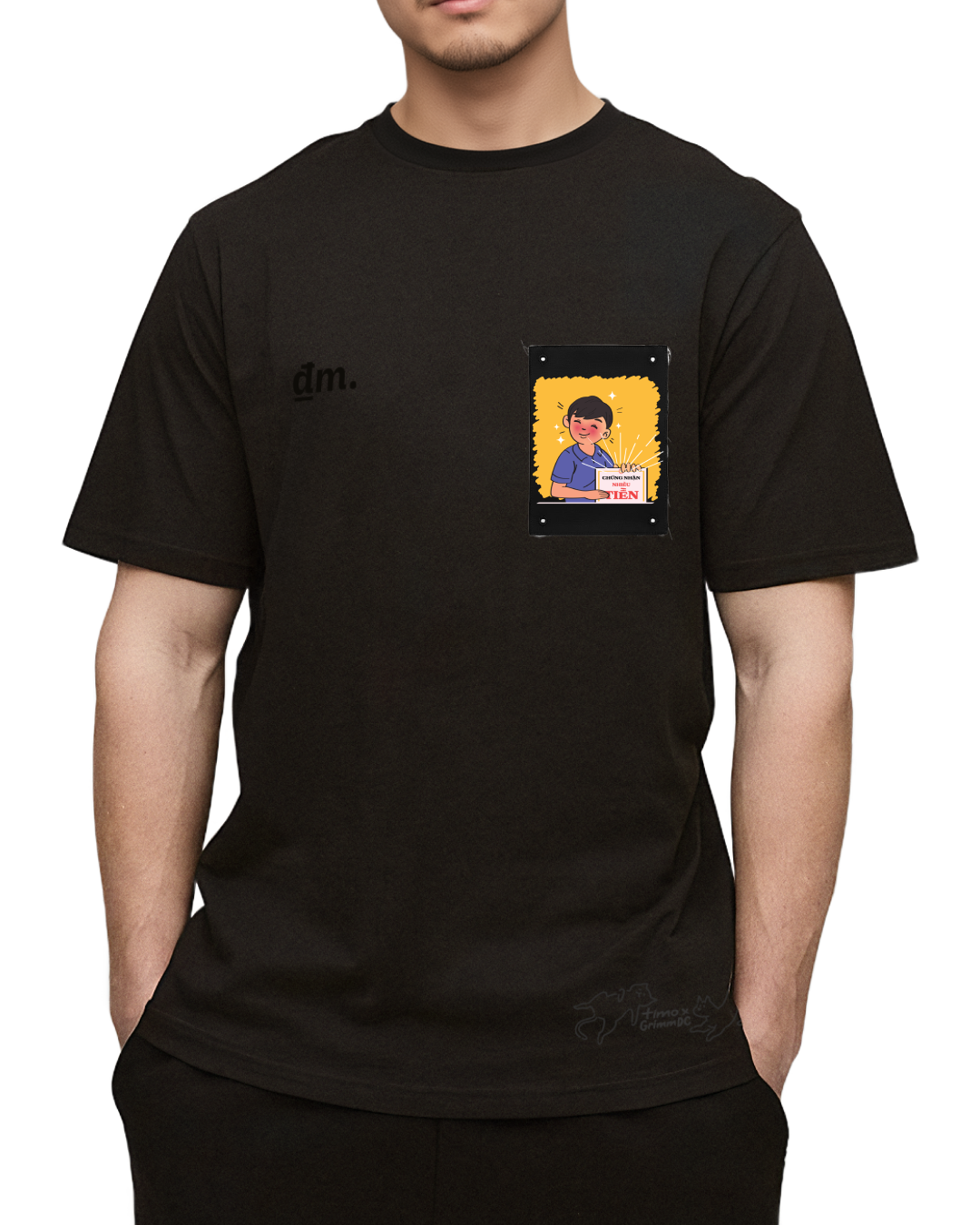  Combo Áo thun đen unisex và tranh vải gắn áo | Chủ đề Troll nghèo kệ khổ 