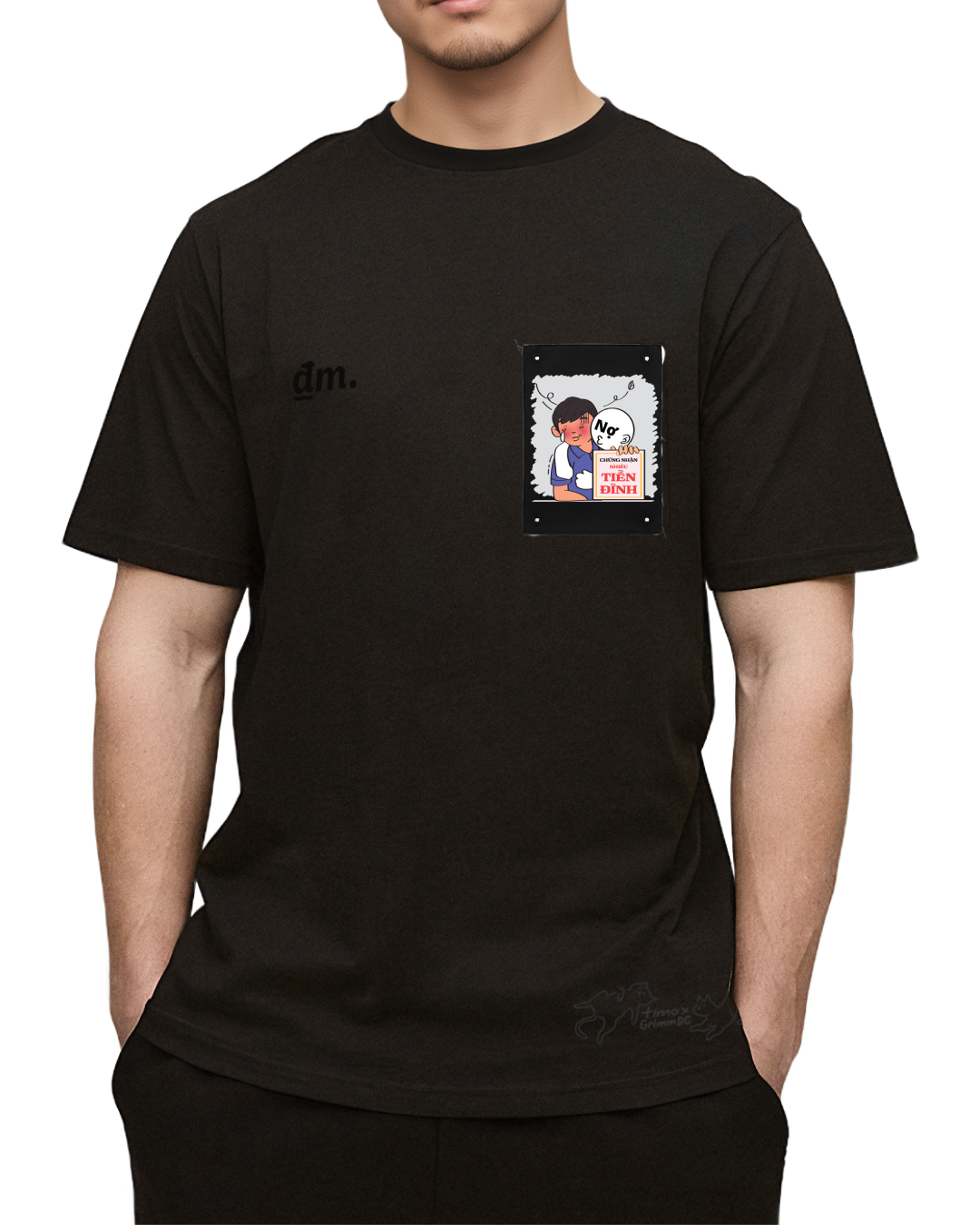  Combo Áo thun đen unisex và tranh vải gắn áo | Chủ đề Troll nghèo kệ khổ 