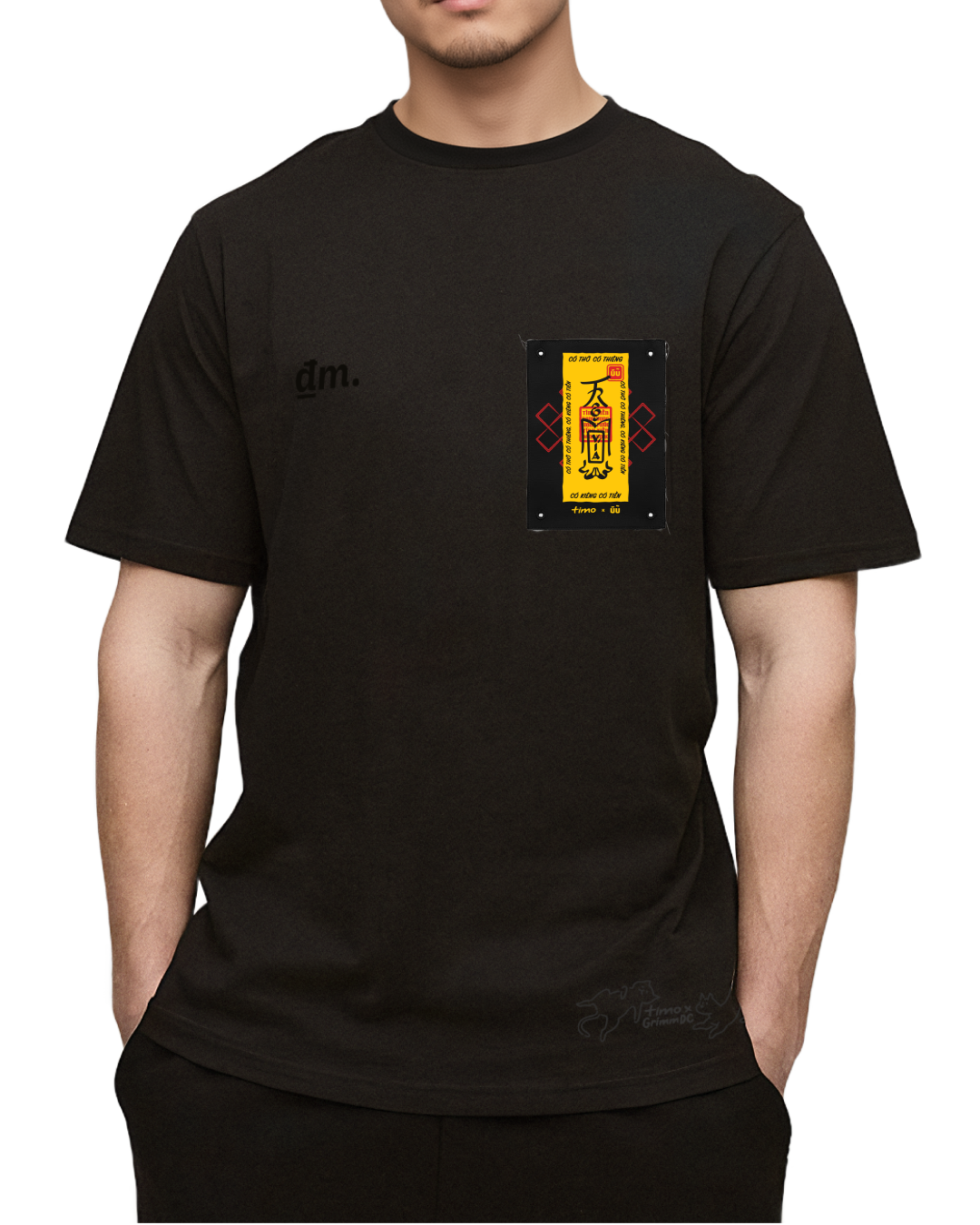  Combo Áo thun đen unisex và tranh vải gắn áo | Chủ đề Giàu bằng niềm tin 