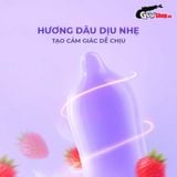  Bao cao su Powergra Maxfit - Size 54mm, siểu mỏng, kéo dài, hương dâu - Hộp 3 cái 