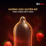  Bao cao su Powergra Ultrafit - Size 49mm, siêu mỏng, kéo dài, hương dâu - Hộp 3 cái 