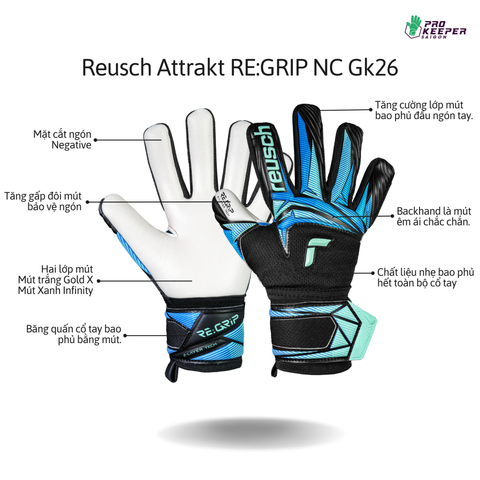 Găng Tay Thủ Môn Reusch Attrakt RE:GRIP NC 5670535 7272 Gk26