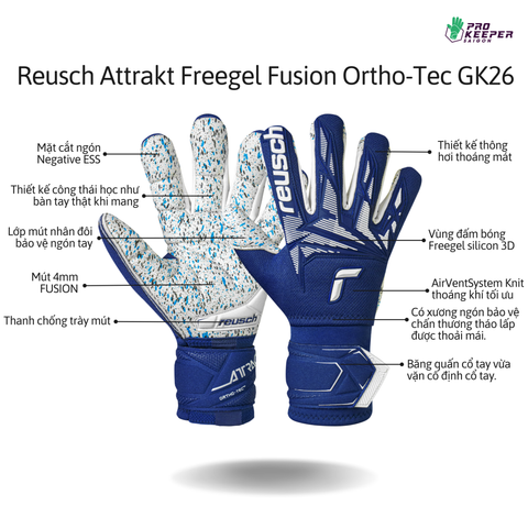 Găng Tay Thủ Môn Reusch Attrakt Freegel Fusion Ortho-Tec 5670990 4414 Gk26