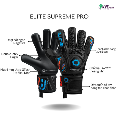 Găng Tay Thủ Môn Elite Supreme Pro Black