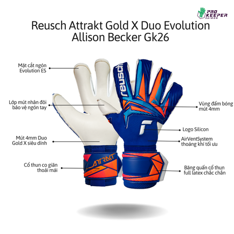 Găng Tay Thủ Môn Reusch Attrakt Duo Evolution Gk26 | 5670055 4126