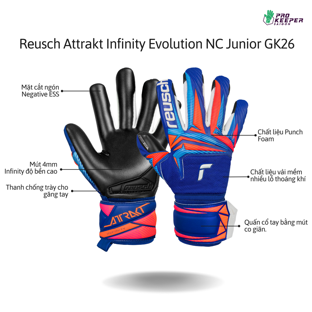 [Trẻ Em] Găng Tay Thủ Môn Reusch Attrakt Infinity Evolution NC Junior GK26 |  5672725 4127