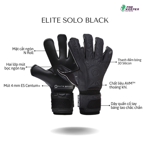 Găng Tay Thủ Môn Elite Black Solo