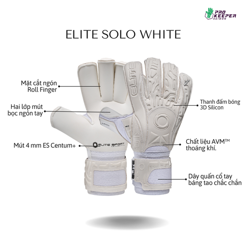 Găng Tay Thủ Môn Elite White Solo