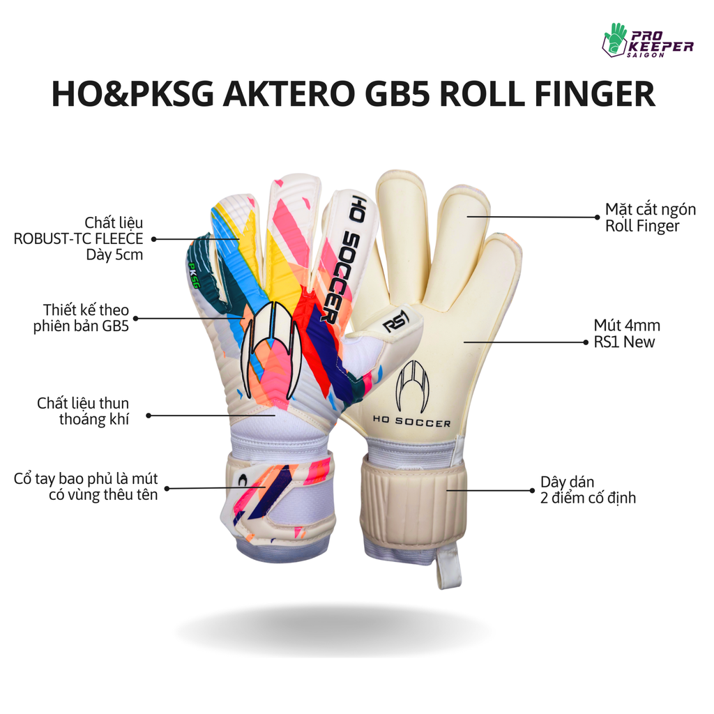 Găng Tay Thủ Môn HOsoccer&PKSG Aktero GB5 Roll Finger SMU