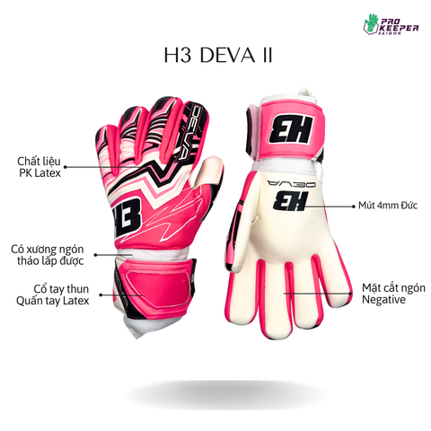 Găng Tay Thủ Môn H3 DEVA 2 HỒNG