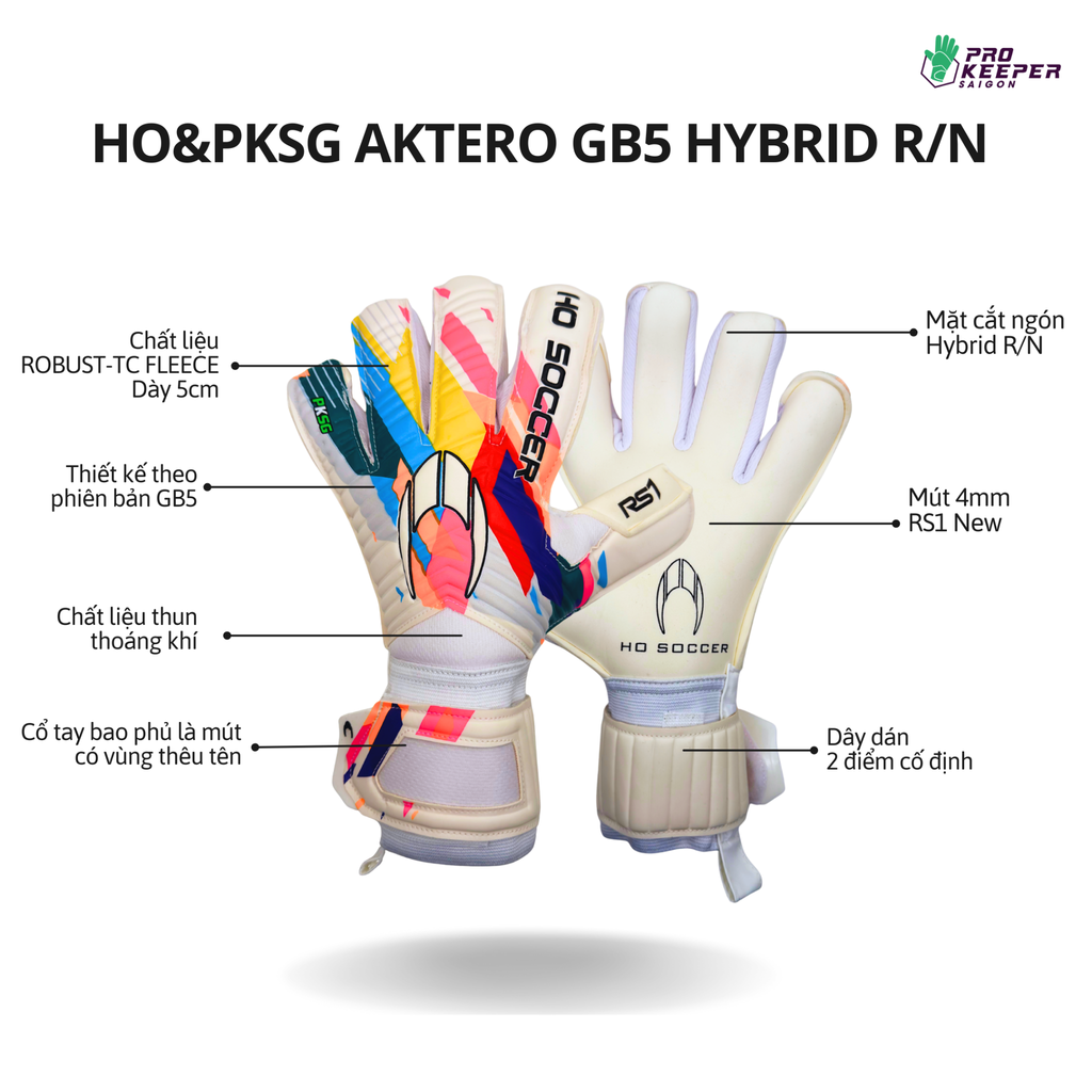 Găng Tay Thủ Môn HOsoccer&PKSG Aktero GB5 Hybrid R/N SMU