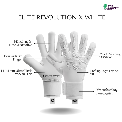 Găng Tay Thủ Môn Elite Revolution X White