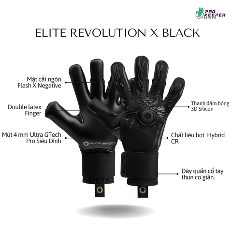 Găng Tay Thủ Môn Elite Revolution X Black