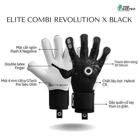Găng Tay Thủ Môn Elite Revolution X Combi Black