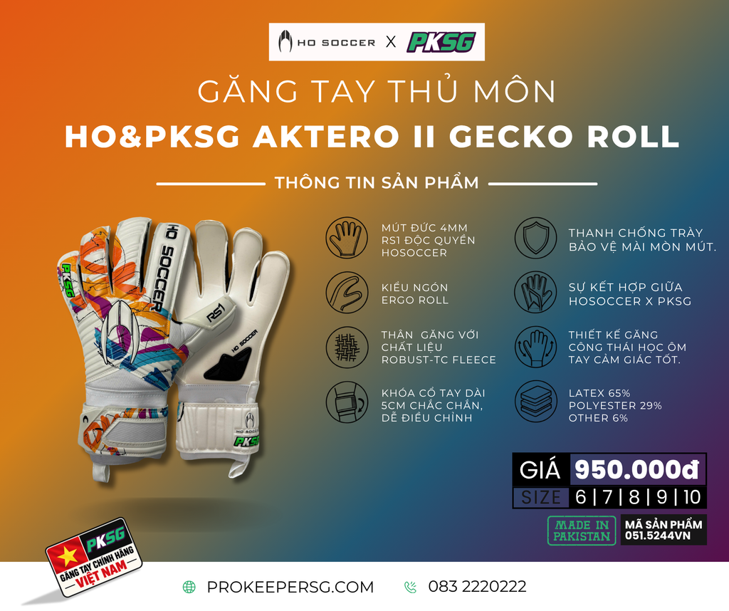 Găng Tay Thủ Môn HOSoccer&PKSG Aktero II Ergo Roll SMU 051.5244VN