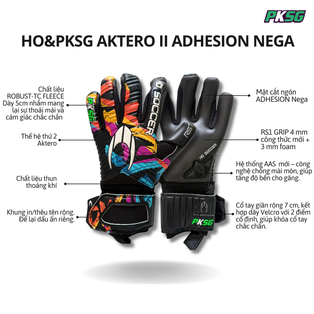 Găng Tay Thủ Môn HOSoccer&PKSG Aktero II Adhesion Nega SMU 051.5246VN