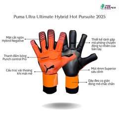 Găng Tay Thủ Môn PUMA Ultra Ultimate Hybrid Fluo Orange Fire Red 042081 02