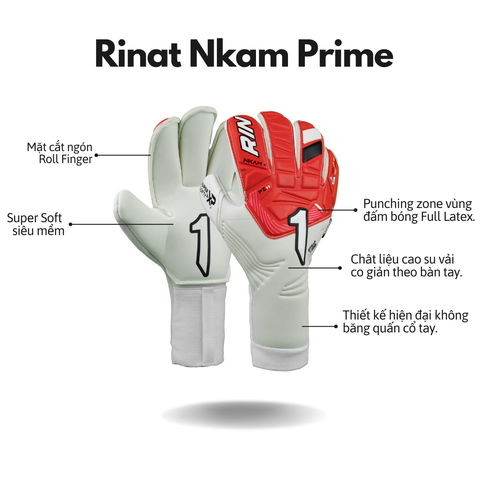 Găng Tay Thủ Môn Rinat NKAM PRIME ( Trắng Đỏ)