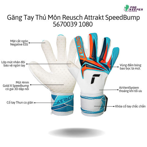 Găng Tay Thủ Môn Reusch Attrakt SpeedBump GK26 | 5670039 1080