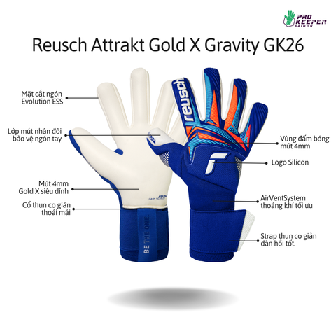 Găng Tay Thủ Môn Reusch Attrakt Gold X NC Gravity GK26 | 5670975_4126