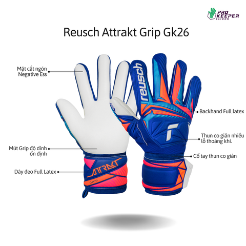 Găng Tay Thủ Môn Reusch Attrakt Grip Gk26 |  5670815 4126