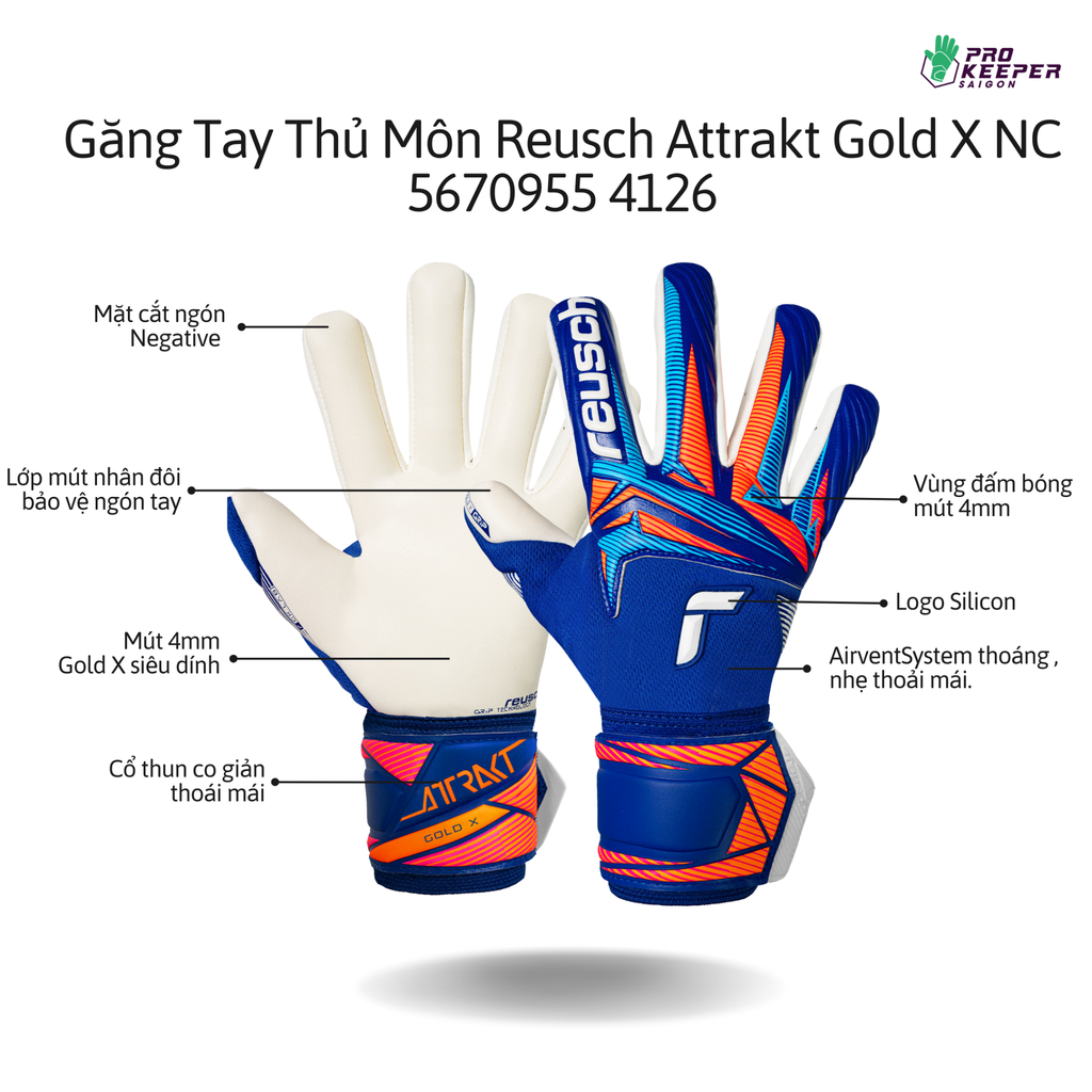 Găng Tay Thủ Môn Reusch Attrakt Gold X NC GK26 | 5670955 4126