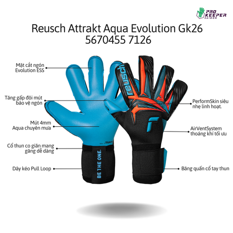 Găng Tay Thủ Môn Reusch Attrakt Aqua Evolution Gk26 | 5670455 7126