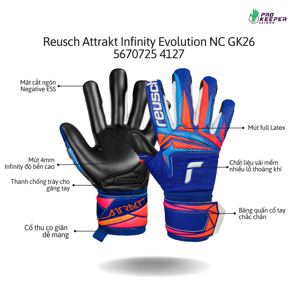 Găng Tay Thủ Môn Reusch Attrakt Infinity Evolution NC GK26 | 5670725 4127