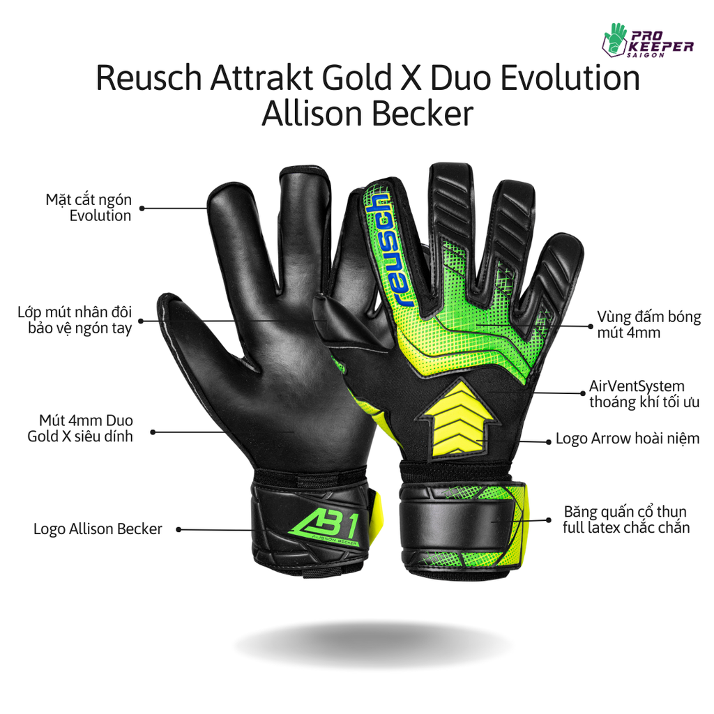 [Alisson Becker ] Găng Tay Thủ Môn Reusch Attrakt AB1 Duo 5560964