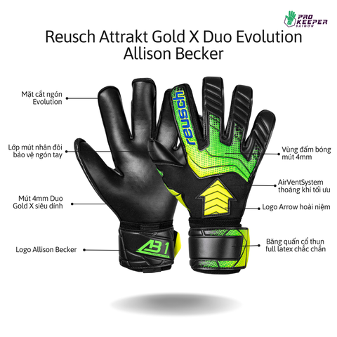 [Alisson Becker ] Găng Tay Thủ Môn Reusch Attrakt AB1 Duo 5560964