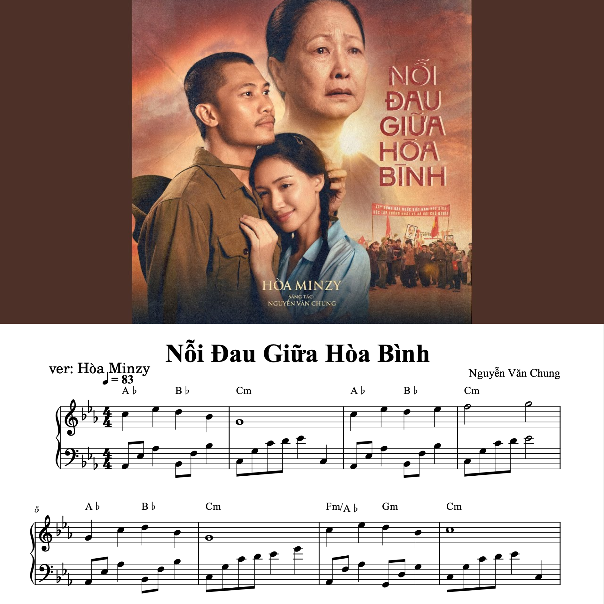  Nỗi Đau Giữa Hoà Bình (Mưa Đỏ OST) - Hoà Minzy ft Nguyễn Văn Chung | Sheet Piano 