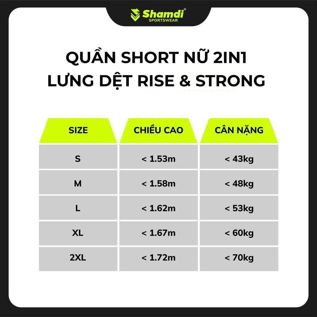 Quần Short Nữ 2in1 Lưng Dệt Rise & Strong