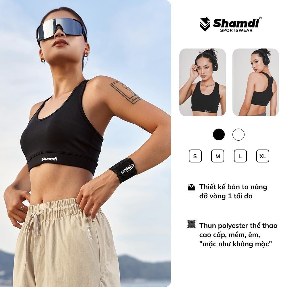 Áo Bra Thể Thao Nữ Chính Hãng Shamdi Flex Fitness - Áo Bra Thể Thao Tập Gym, Yoga, Pickleball, Tennis Dành Cho Nữ Đủ Size Từ S-2XL Siêu Thấm Hút, Vải Mềm Mịn Khô Thoáng Nhanh Lỗi 1 Đổi 1
