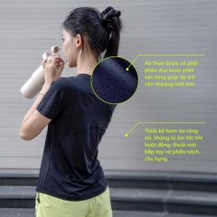 Áo Thun Thể Thao Nữ  Shamdi Tập Gym Yoga Pickleball Ngắn Tay Cổ Tròn Casual Shamdi Cao Cấp, Vải Mềm Mịn Chống Nhăn Co Giãn 4 Chiều Thoáng Khí Lỗi 1 Đổi 1