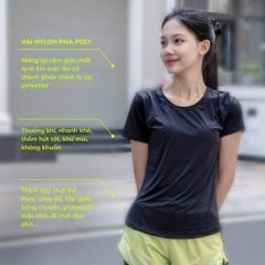 Áo Thun Thể Thao Nữ  Shamdi Tập Gym Yoga Pickleball Ngắn Tay Cổ Tròn Casual Shamdi Cao Cấp, Vải Mềm Mịn Chống Nhăn Co Giãn 4 Chiều Thoáng Khí Lỗi 1 Đổi 1