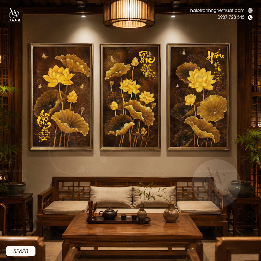  TRANH BỘ 3 HOA SEN - LIÊN AN - S262B 