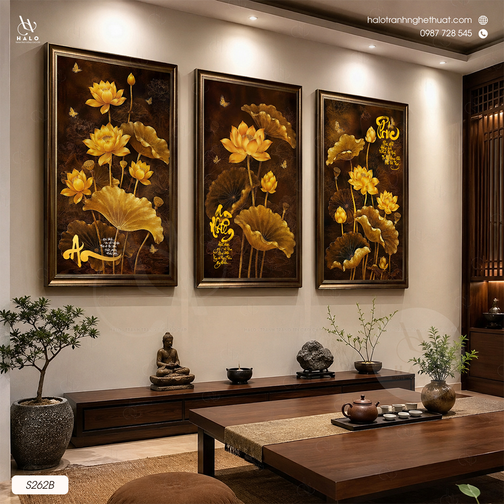  TRANH BỘ 3 HOA SEN - LIÊN AN - S262B 