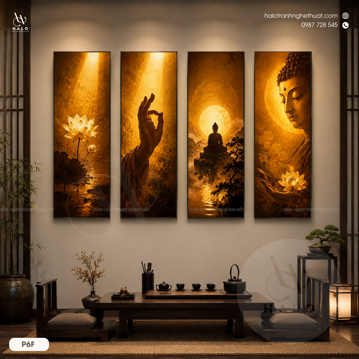  TRANH BỘ 4 PHẬT - KIM QUANG - P6F 