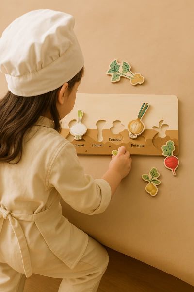 Bảng Đồ Chơi Giáo Dục Nhận Biết Rau Củ Thông Minh Cho Bé Gỗ Cao Cấp GAPI - TOY04