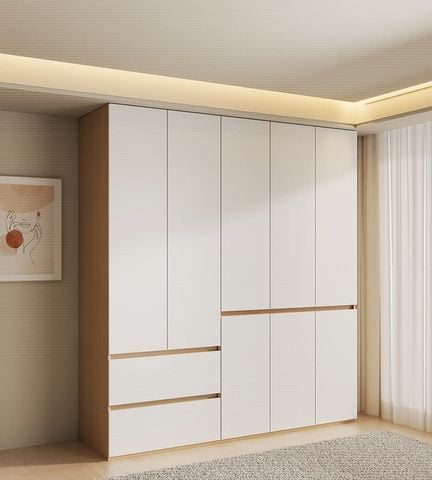 Tủ Quần Áo 5 Cánh Vân Gỗ Trắng IGA - GP341