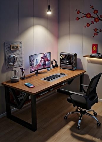 Bàn Làm Việc - Bàn Học Chân Sắt Có Ngăn Tủ Nhỏ Để Đưng Đồ Siêu Tiện Lợi - Nội Thất IGA - GM68