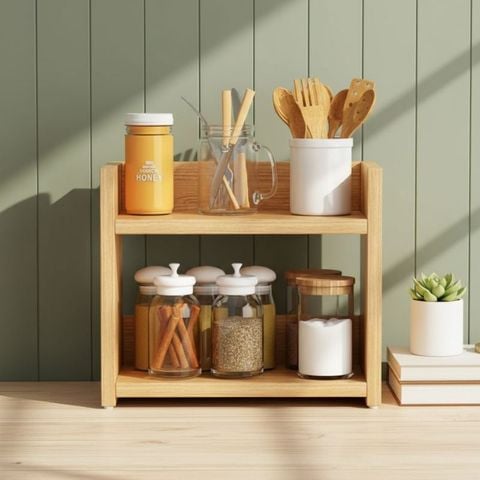 Kệ Đựng Gia Vị Gỗ MDF 2 Tầng Đa Năng - Nội Thất IGA - GA18