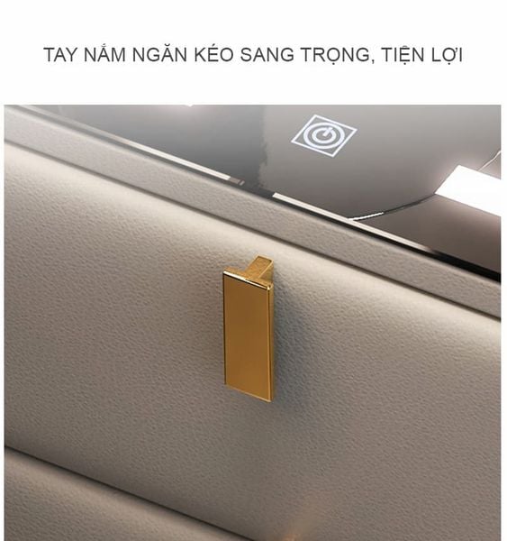 Tab đầu giường bọc da thông minh tích hợp đèn LED, sạc hiện đại - GA36